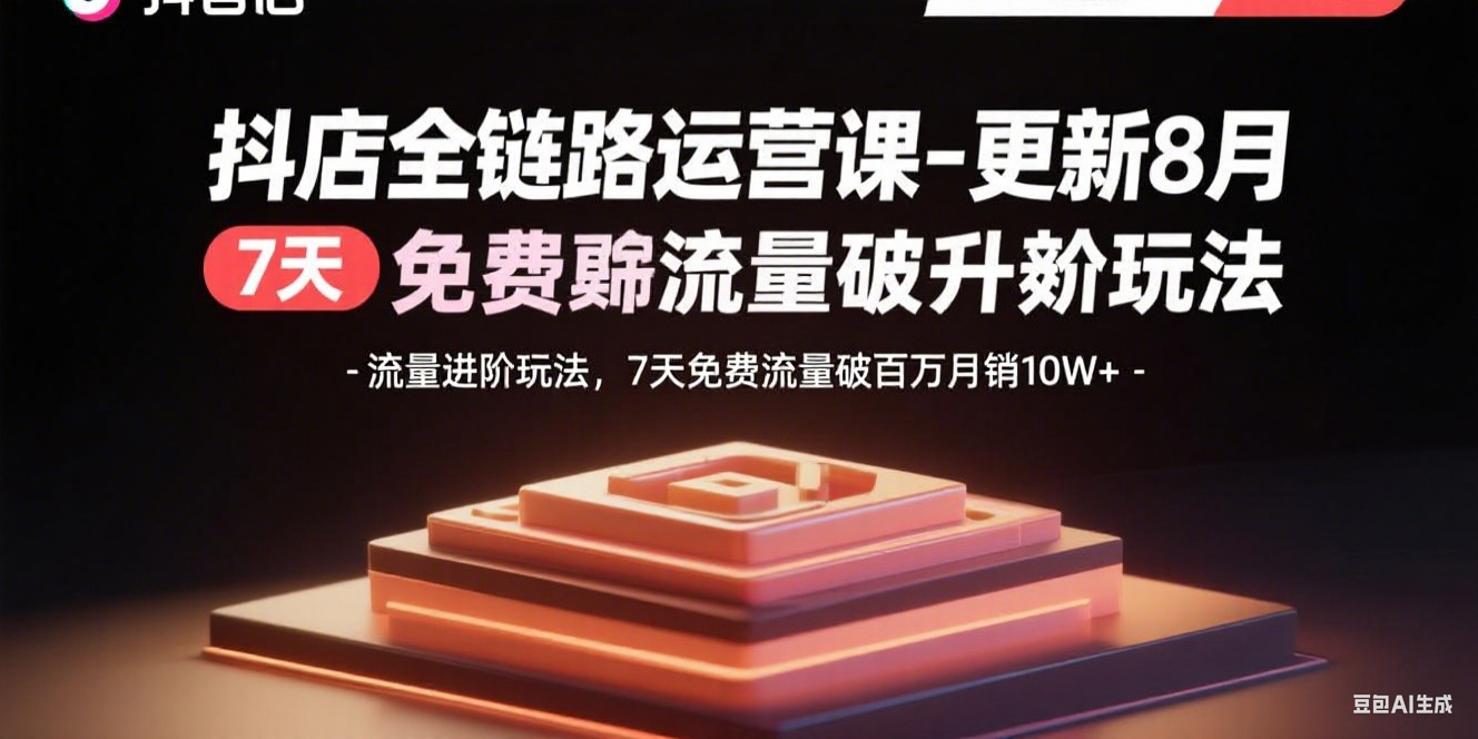 抖店全链路运营课-更新8月：流量进阶玩法，7天免费流量破百万月销10W+-福源网创资源站