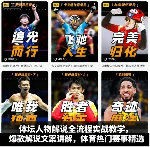 体坛人物解说全流程实战教学,爆款解说文案讲解,体育热门赛事精选-福源网创资源站