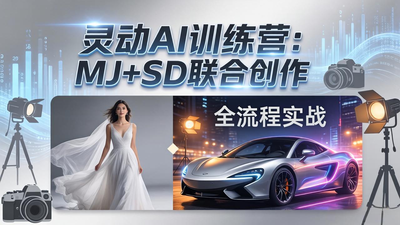 灵动AI训练营-3.0课程：MJ+SD联合创作，从婚纱大片到汽车广告，摄影后期全流程实战-福源网创资源站