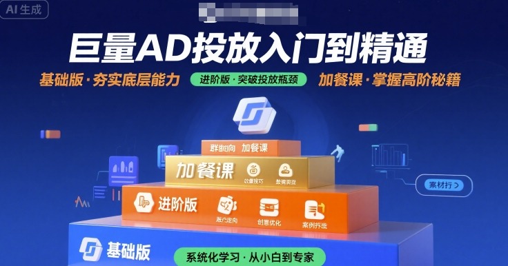 巨量AD投放入门到精通,基础版+进阶版+加餐课