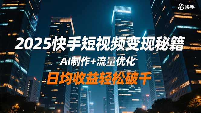 2025快手短视频变现秘籍，AI制作+流量优化，日均收益轻松破千-福源网创资源站