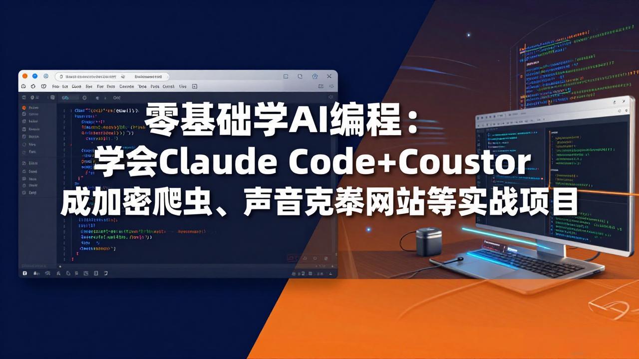 零基础学AI编程：学会Claude Code+Cursor完成加密爬虫、声音克隆网站等实战项目-福源网创资源站