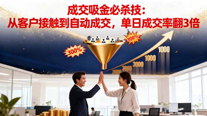 吸金成交营销必杀技：从客户接触到自动成交，单日成交率翻3倍-福源网创资源站
