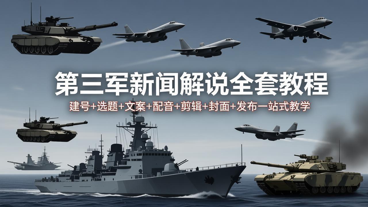 第三军迷新闻解说全套教程：建号+选题+文案+配音+剪辑+封面+发布一站式教学-福源网创资源站