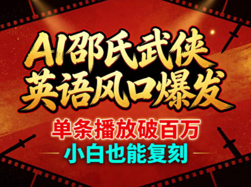 AI邵氏武侠英语风口爆发，单条播放破百万，小白也能复刻-福源网创资源站