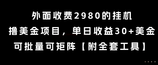 外面收费2980的挂G撸美金项目，单日收益30+美金，可批量可矩阵【揭秘】-福源网创资源站
