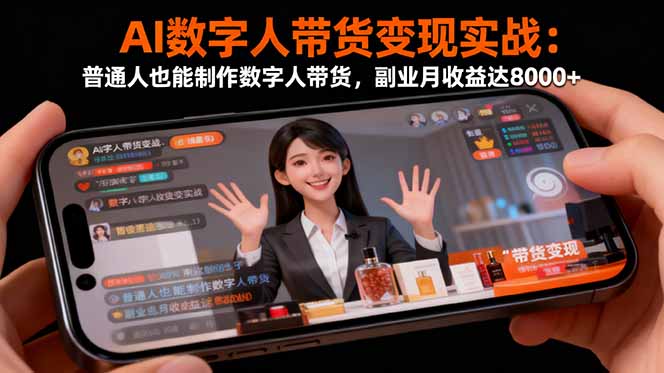 AI数字人带货变现实战:普通人也能制作数字人带货,副业月收益达8000+-福源网创资源站