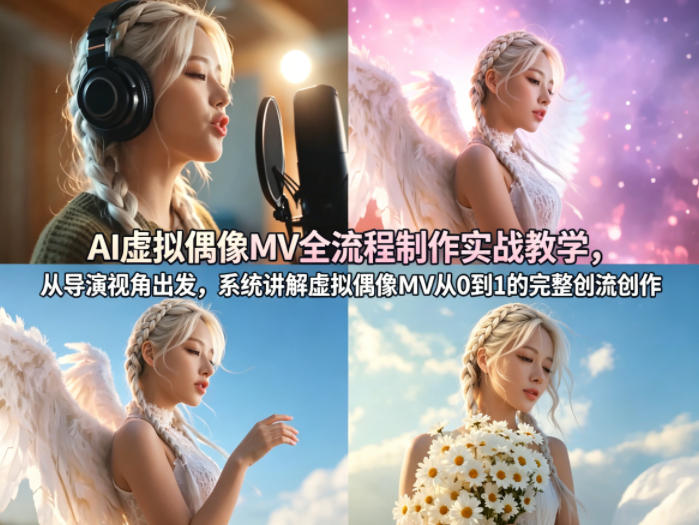 AI虚拟偶像MV全流程制作实战教学，从导演视角出发，系统讲解虚拟偶像MV从0到1的完整创作流程-福源网创资源站
