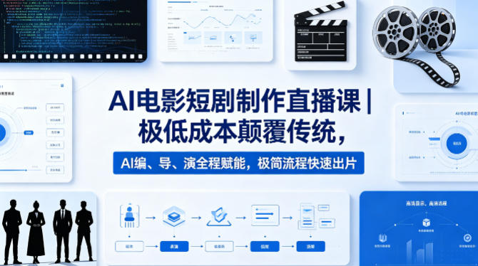AI电影短剧制作直播课｜极低成本颠覆传统，AI编、导、演全程赋能，极简流程快速出片-福源网创资源站