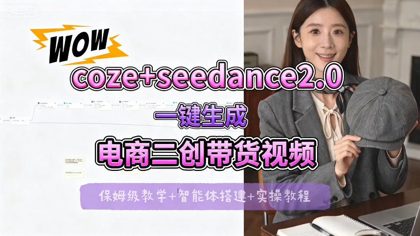 【Coze工作流搭建实操教程】seedance2.0+coze一键生成电商二创带货视频，全流程保姆级教学-福源网创资源站