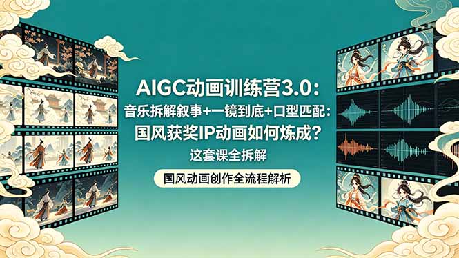 AIGC动画训练营3.0：音乐拆解叙事+一镜到底+口型匹配：国风获奖IP动画如何炼成？这套课全拆解-福源网创资源站