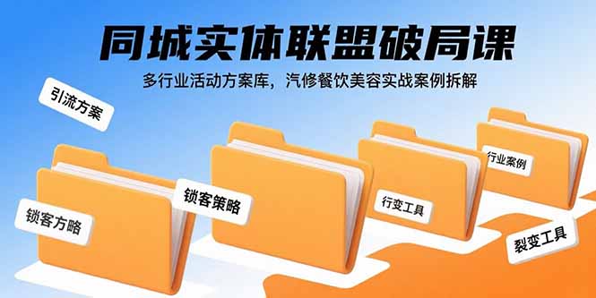 同城实体联盟破局课，多行业活动方案库，汽修餐饮美容实战案例拆解-福源网创资源站